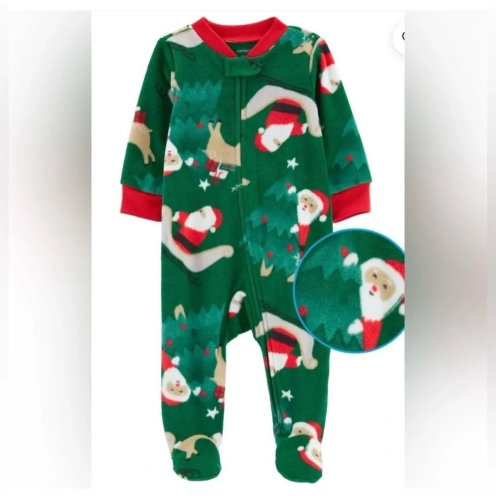 Carter's Green Santa and Reindeer Footie